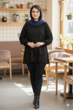 اندازه بلوز فری سایز کاملا کشی عرض دور سینه ( حداقل 120 – حداکثر 130 ) سانتی متر قد بلوز 70 سانتی متر با ارسال رایگان به تمام نقاط کشور