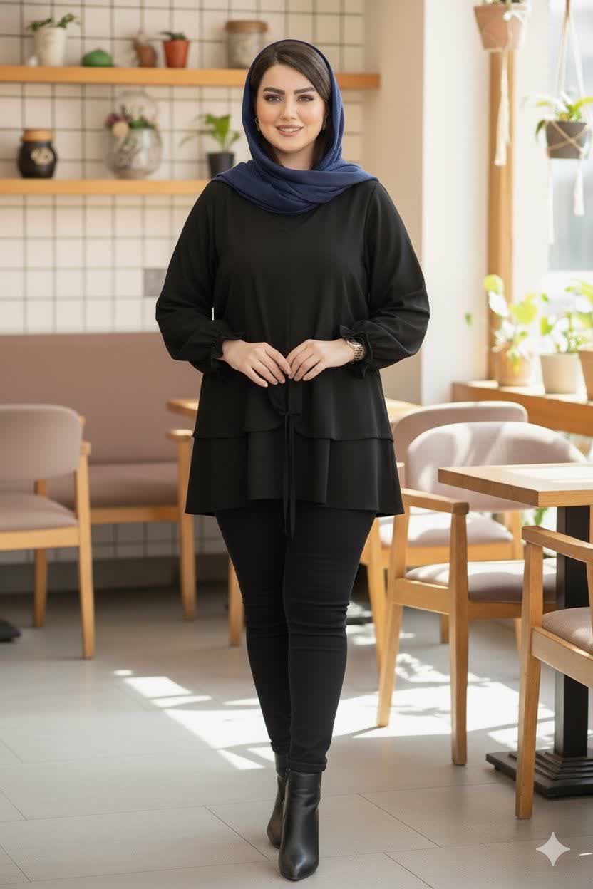 شومیز حریر مشکی اندازه بلوز فری سایز کاملا کشی عرض دور سینه ( حداقل 120 – حداکثر 130 ) سانتی متر قد بلوز 70 سانتی متر با ارسال رایگان به تمام نقاط کشور