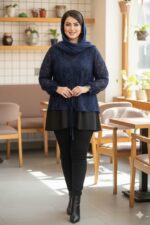 اندازه بلوز فری سایز کاملا کشی عرض دور سینه ( حداقل 120 – حداکثر 130 ) سانتی متر قد بلوز 70 سانتی متر با ارسال رایگان به تمام نقاط کشور