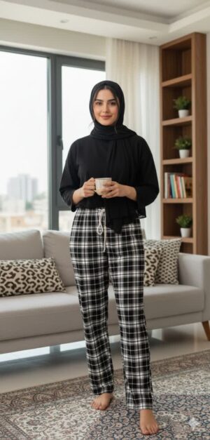 شلوار زنانه ریون با طرح خاص و جذاب، مناسب برای استفاده روزمره، خانه و بیرون. سبک، خوش‌فرم و بسیار نرم — انتخابی عالی برای خانم‌های خوش‌استایل