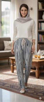 محصولی وارداتی از کشور چین میباشد در 5 طرح جذاب و خوشگل فری سایز کاملا کشی دور کمر ( حداقل 70 – حداکثر 120 ) سانتی متر قد 100 سانتی متر