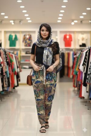 جنس پارچه: ریون درجه‌یک زد حساسیت ویژگی‌ها: سبک، لطیف، کشی و راحت کاربرد: شلوار خانگی و شلوار بیرونی طرح: مدرن و جذاب با تناژ رنگی مشکی و سفید مناسب فصل: 4 فصل محصولی وارداتی از کشور چین میباشد در 5 طرح جذاب و خوشگل فری سایز کاملا کشی دور کمر ( حداقل 70 – حداکثر 120 ) سانتی متر قد 100 سانتی متر