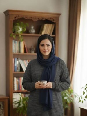 اندازه بلوز فری سایز کاملا کشی عرض دور سینه ( حداقل 120 – حداکثر 130 ) سانتی متر قد بلوز 70 سانتی متر