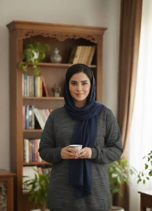 اندازه بلوز فری سایز کاملا کشی عرض دور سینه ( حداقل 120 – حداکثر 130 ) سانتی متر قد بلوز 70 سانتی متر