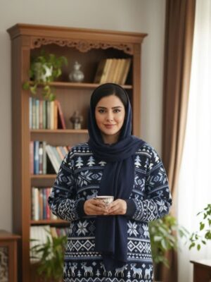 اندازه بلوز فری سایز کاملا کشی عرض دور سینه ( حداقل 120 – حداکثر 130 ) سانتی متر قد بلوز 70 سانتی متر