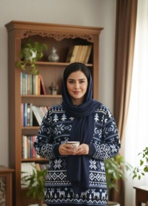 اندازه بلوز فری سایز کاملا کشی عرض دور سینه ( حداقل 120 – حداکثر 130 ) سانتی متر قد بلوز 70 سانتی متر