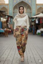 جنس پارچه: ریون درجه‌یک زد حساسیت ویژگی‌ها: سبک، لطیف، کشی و راحت کاربرد: شلوار خانگی و شلوار بیرونی طرح: مدرن و جذاب با تناژ رنگی مشکی و سفید مناسب فصل: 4 فصل محصولی وارداتی از کشور چین میباشد در 6 طرح جذاب و خوشگل فری سایز کاملا کشی دور کمر ( حداقل 70 – حداکثر 120 ) سانتی متر قد 100 سانتی متر